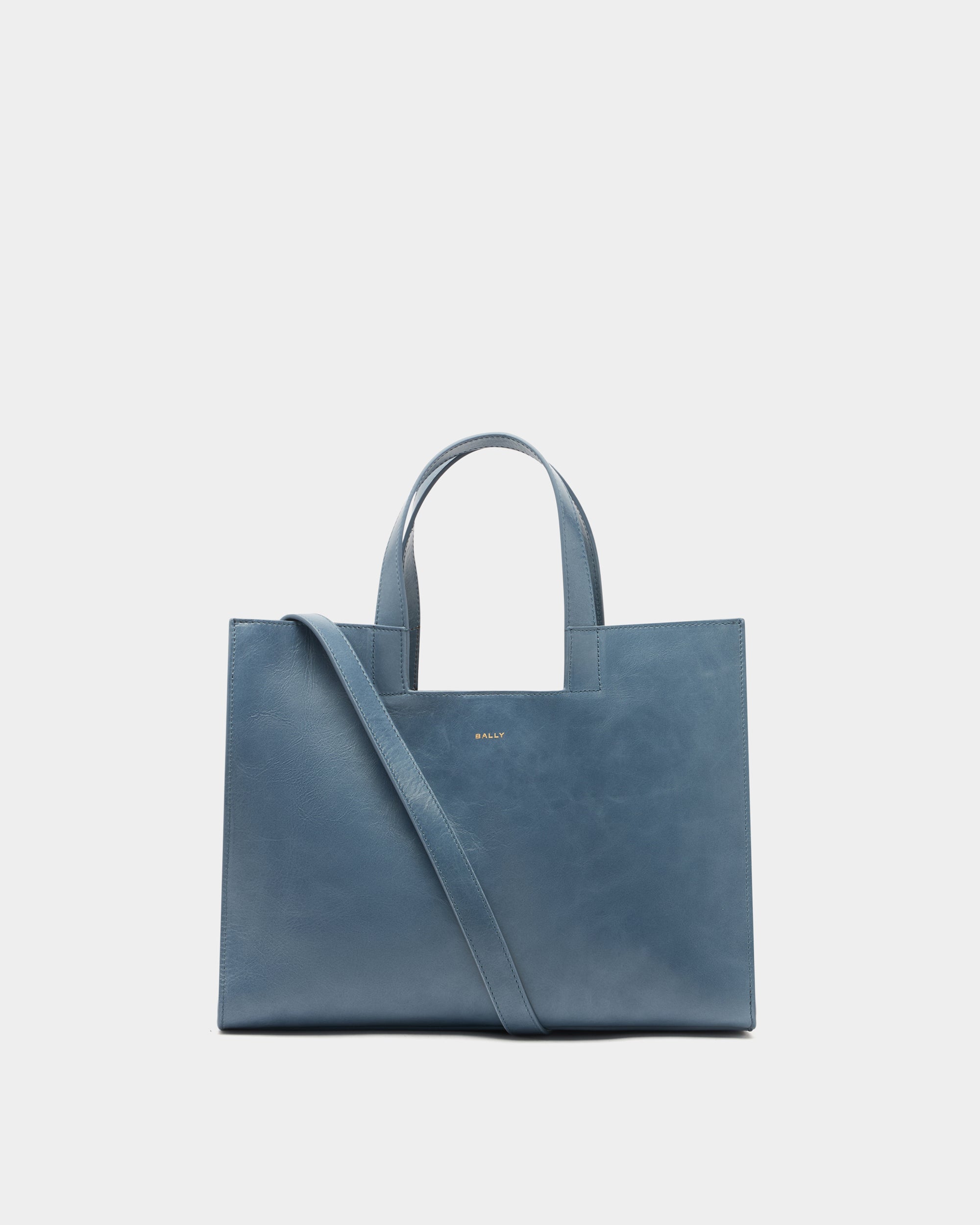 Easy Bally | Women's Tote Bag in Light Blue Leather | Bally