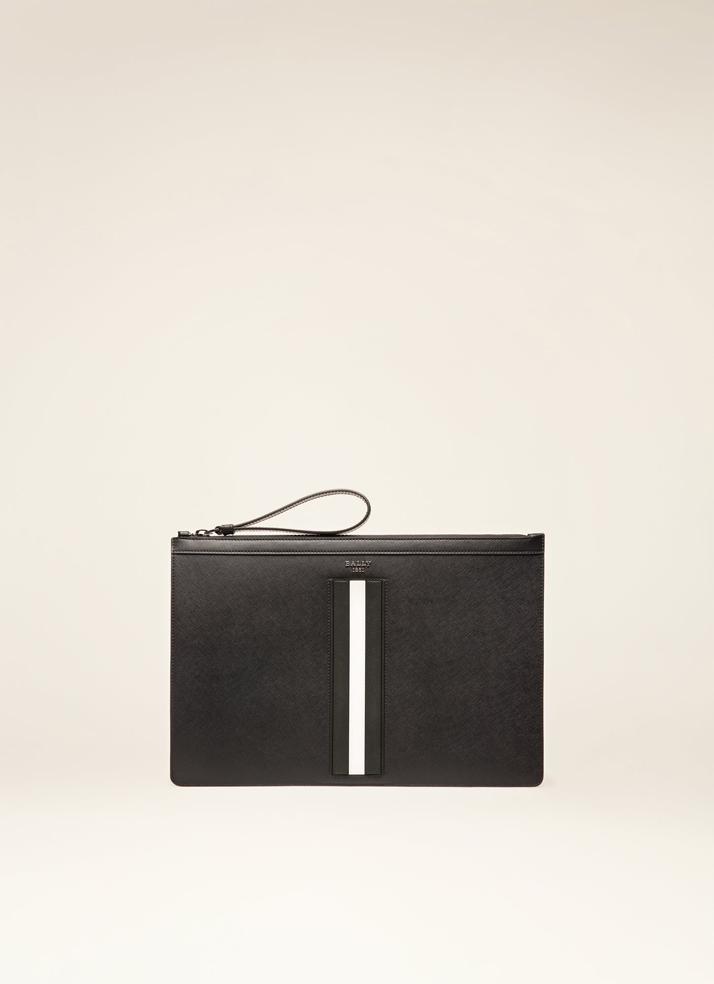 Bollis | Mens Pouch | Black Recycled Leather | Bally – Bally Indonesia.