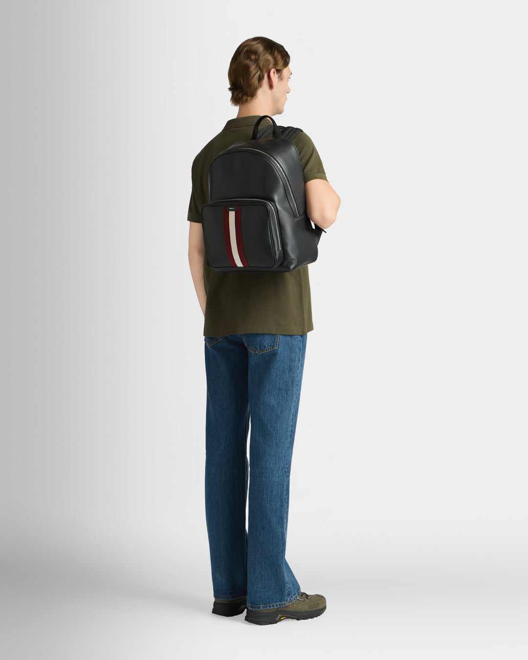 Code | Men's Backpack in Black Leather | Bally – Bally Indonesia.