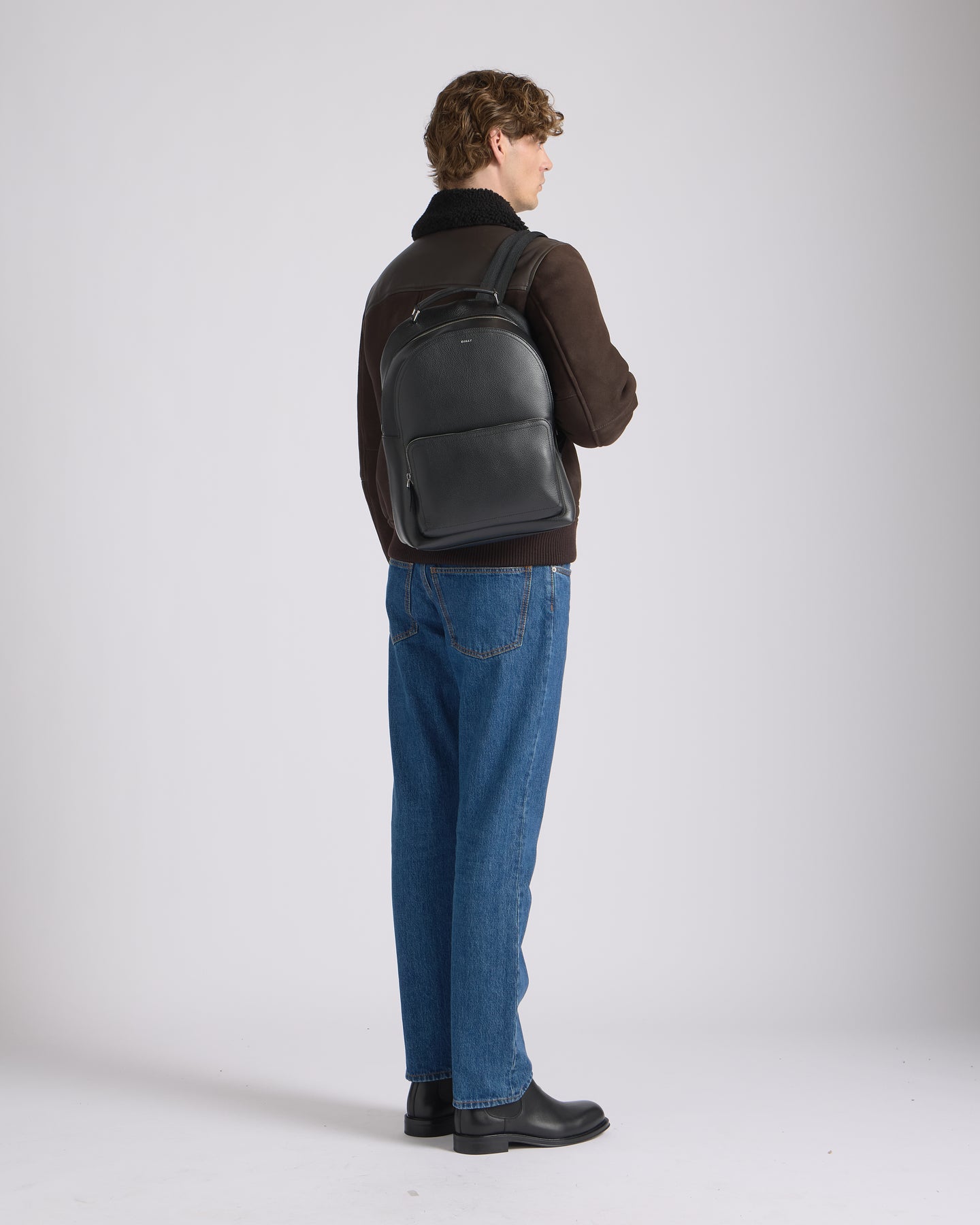 Capitol | Men's Backpack in Black Grained Leather