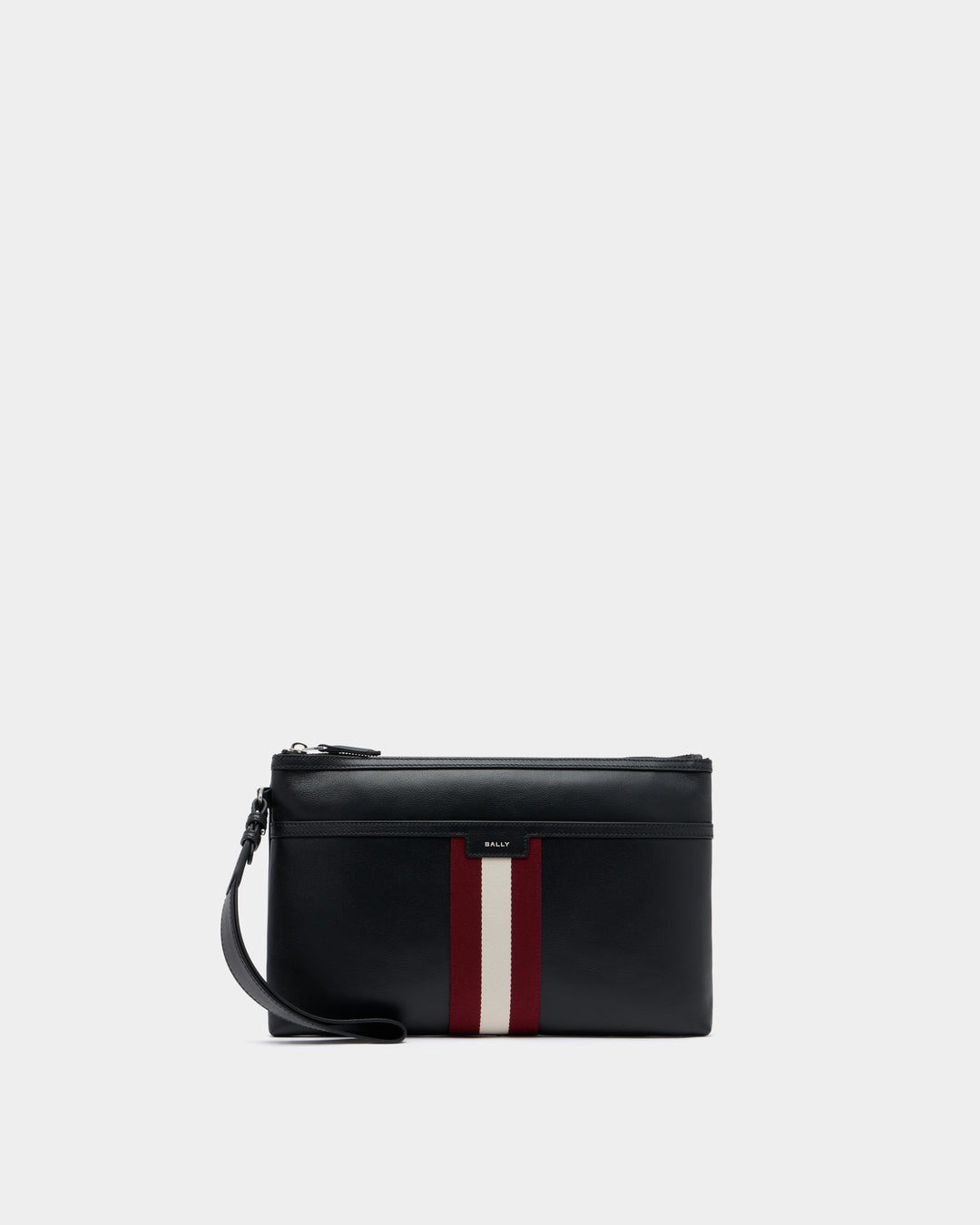 Bally レザーケース 黒/赤/白 Code | Men's Pouch in Black Leather | Bally – Bally Indonesia.