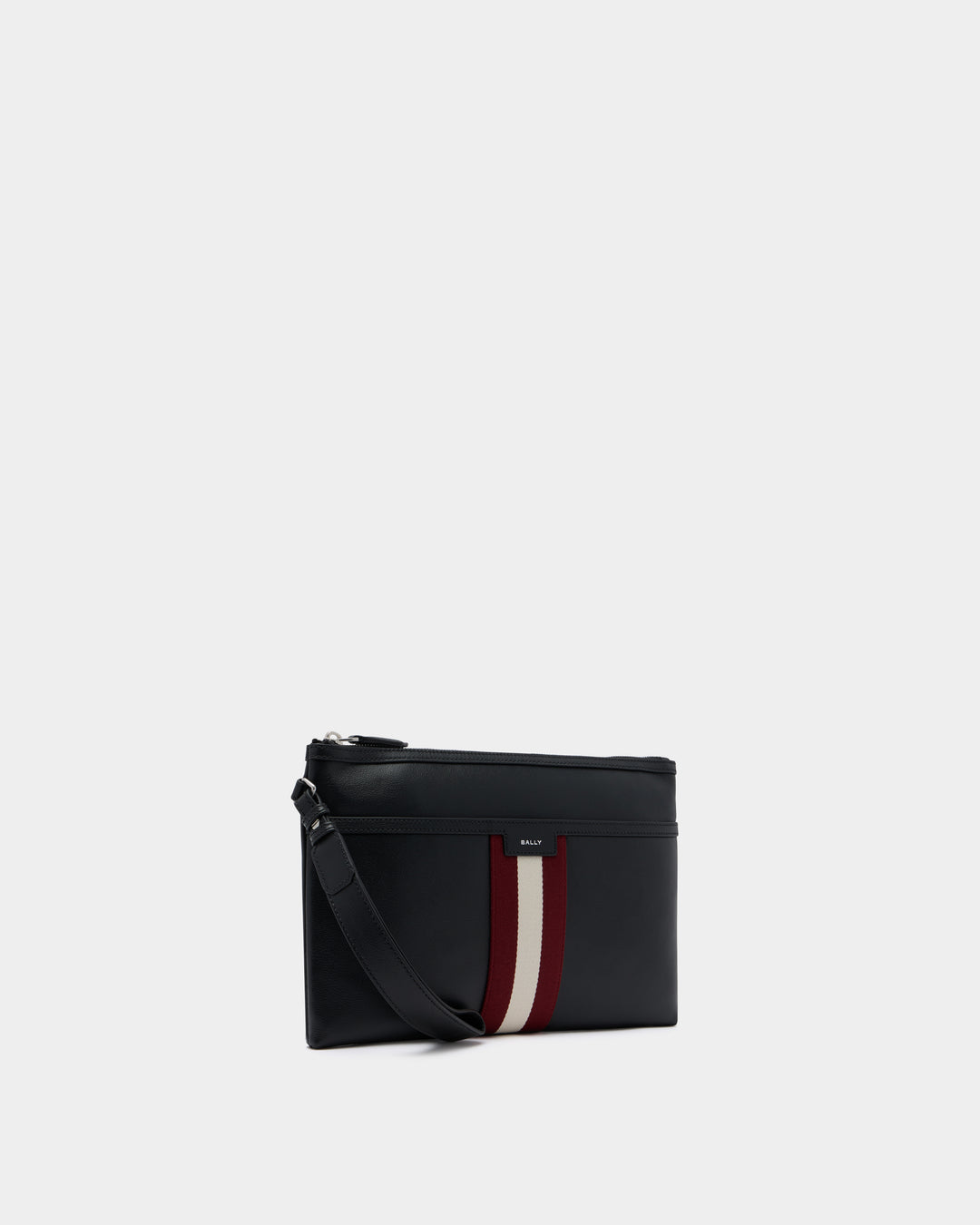 Code | Men's Pouch in Black Leather | Bally – Bally Indonesia.