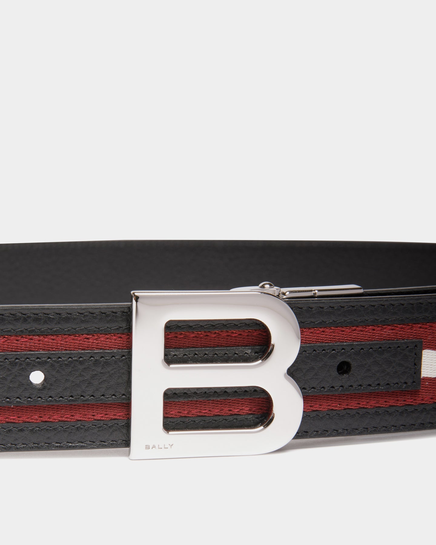 B Logo 35mm Men's Reversible Belt in Red And White Fabric And
