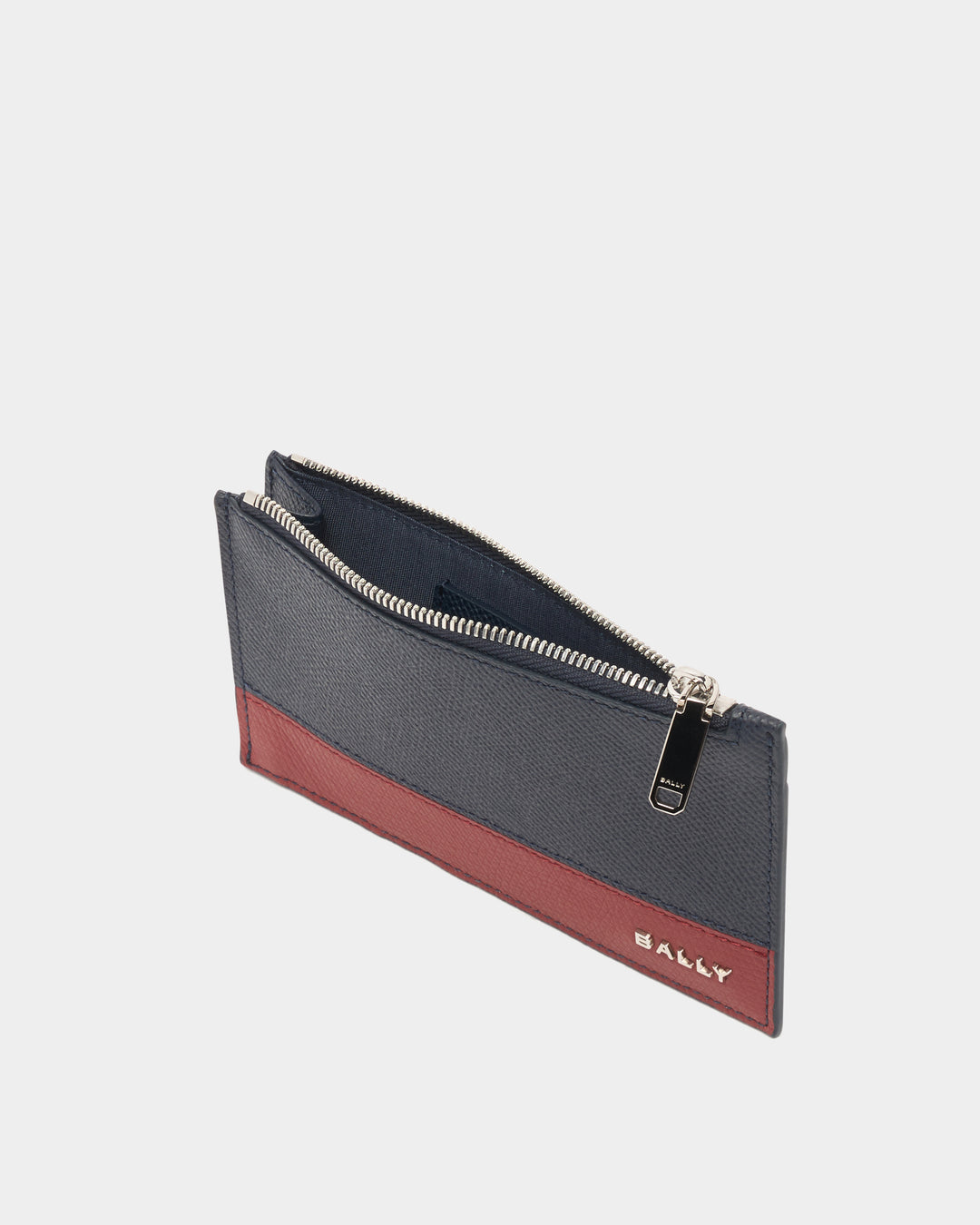 Bally Essential | Men's Card Holder in Navy Blue Grained Leather