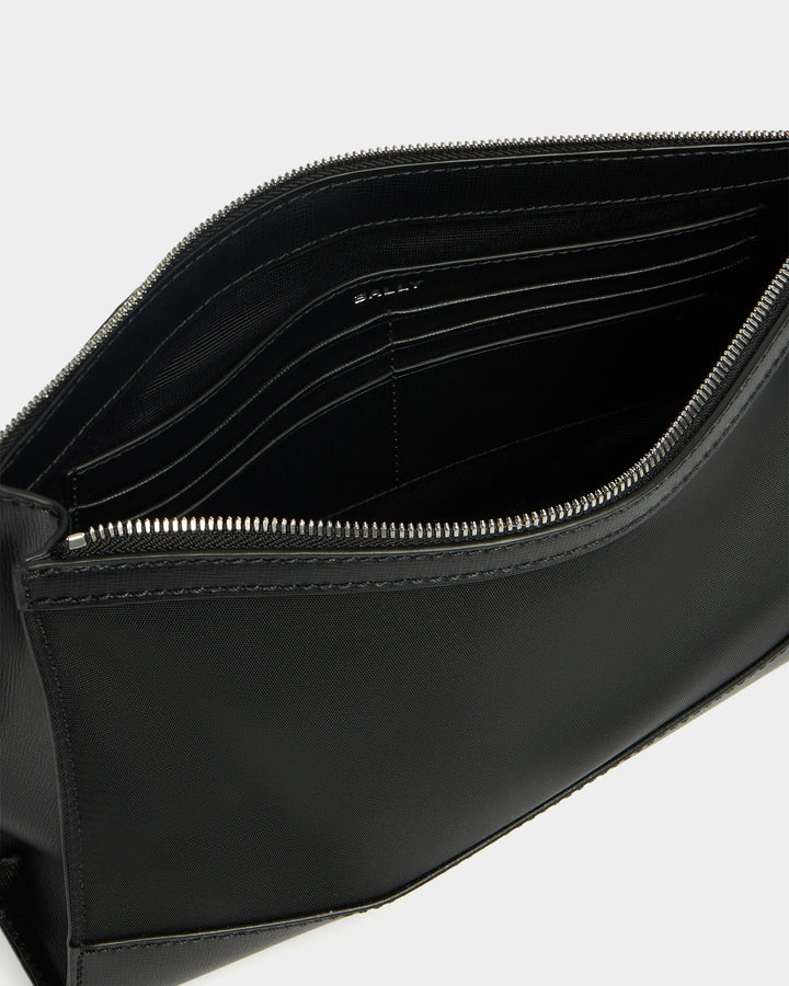 Vogel | Men's Clutch in Black Nylon and Recycled Leather | Bally