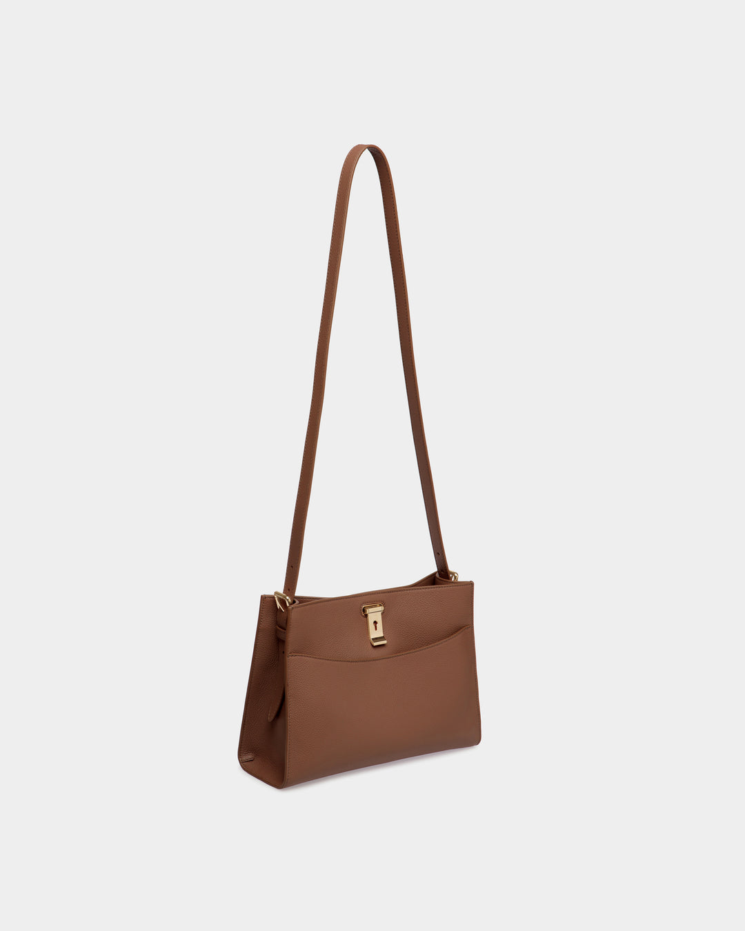 Lock Me | Women's Shoulder Bag in Brown Grained Leather | Bally