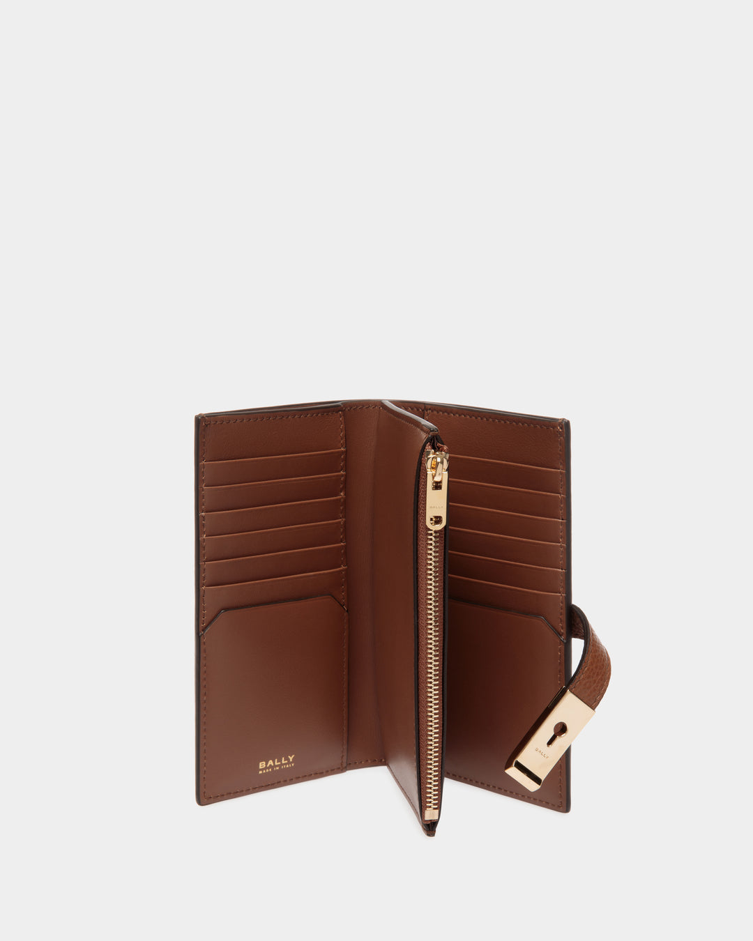 Lock Me | Women's Long Wallet in Brown Grained Leather | Bally