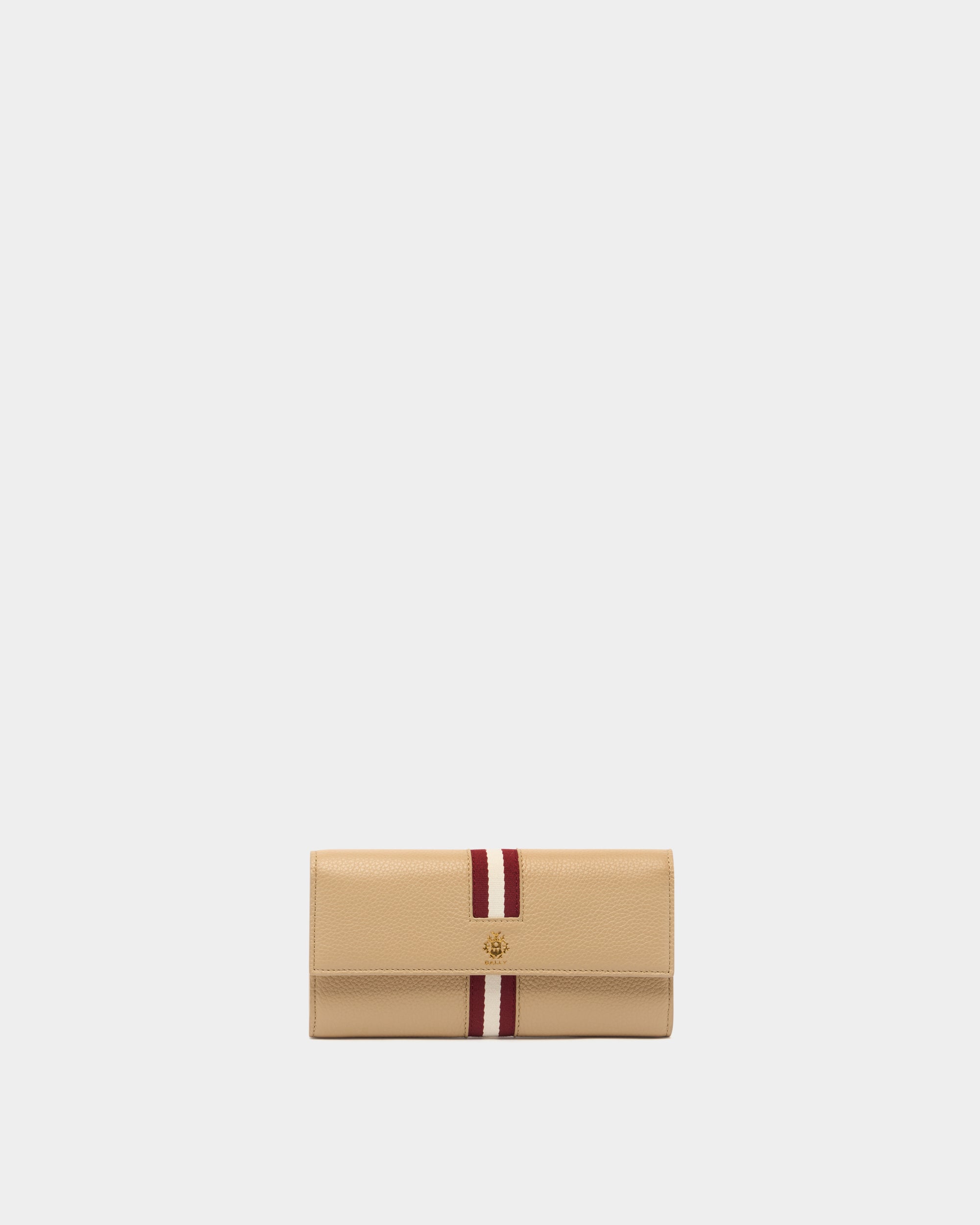 Hera | Women's Long Wallet in Light Beige Grained Leather With Bally ...